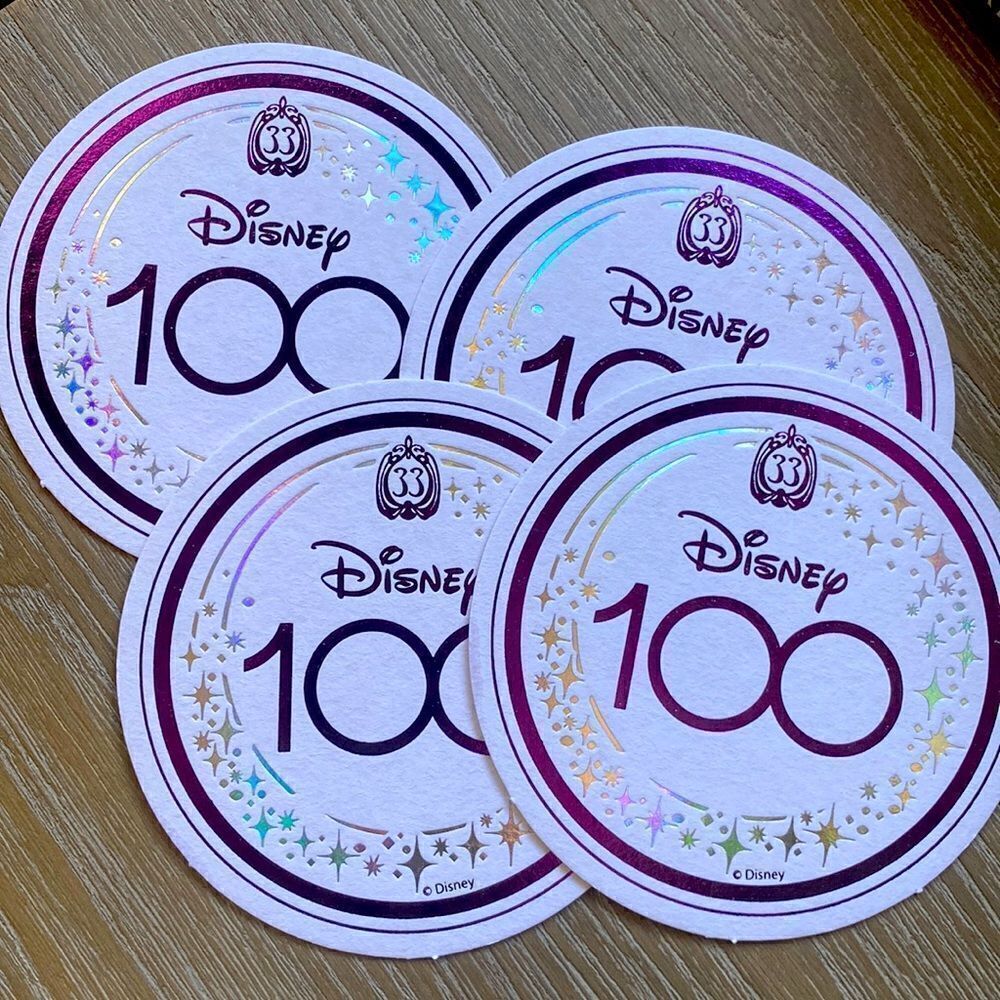 Disney 100th Year Anniversary Club 33 Foil Embossed Paper Coasters Set Of 4